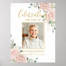 エレガント赤面バラ写真葬祭記念碑 ポスター