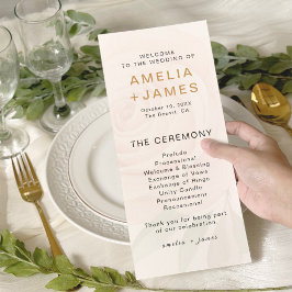 エレガント赤面バラ結婚式プログラムカード