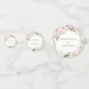 エレガント赤面バラ緑色の金ゴールドの結婚きらめき コンフェッティ