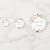 エレガント赤面バラ緑色の金ゴールドの結婚きらめき コンフェッティ (正面)