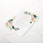 エレガント赤面バラ金ゴールドフローラ結婚の 箔招待状 (回転した状態)