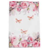 エレガント赤面バラ ミディアムペーパーバッグ (正面)