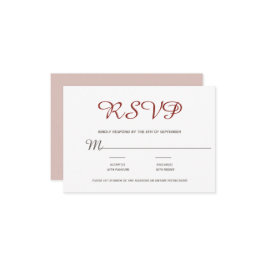 エレガント赤面バーグンディスクリプト 出欠カード