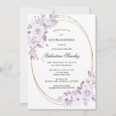 エレガント赤面パープルバラフローラキンセアニェラ 招待状 (正面)