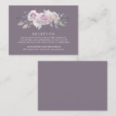 エレガント赤面パープルフローラウェディングレセプション エンクロージャーカード (正面/裏面)