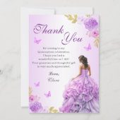エレガント赤面パープルフローラキンセアニラ誕生日 サンキューカード (正面)