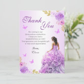 エレガント赤面パープルフローラキンセアニラ誕生日 サンキューカード (スタンド正面)