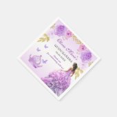 エレガント赤面パープルフローラキンセアニラ誕生日 スタンダードカクテルナプキン (角)