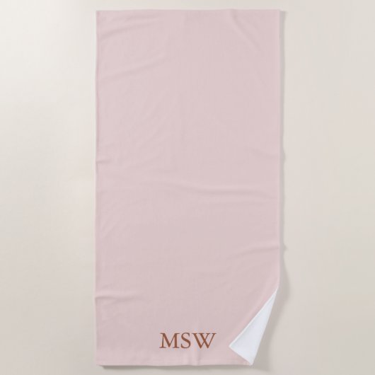 エレガント赤面ピカスタムンクイニシャルシック ビーチタオル (正面)