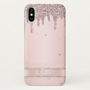 エレガント赤面ピガーリーンクグリッター液 iPhone X ケース