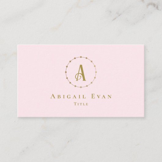 エレガント赤面ピガーリーンクグリッター金ゴールドモノグラム 名刺 (正面)