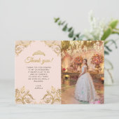 エレガント赤面ピクラシックンク金ゴールドフォトキンセアニラ サンキューカード (スタンド正面)