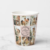 エレガント赤面ピシンプルンク家族フォトコラージュ 紙コップ (裏面)