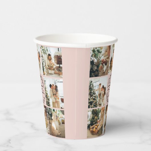 エレガント赤面ピシンプルンク家族フォトコラージュ 紙コップ (右)