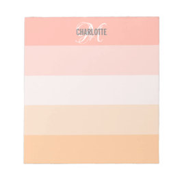 エレガント赤面ピストライプのックモノグラム名 ノートパッド