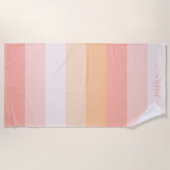 エレガント赤面ピストライプンクのスクリプト名 ビーチタオル (正面)