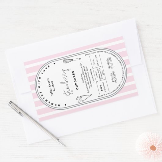 エレガント赤面ピストライプンクベーカリーコテージ法ラベル 長方形シール (封筒)