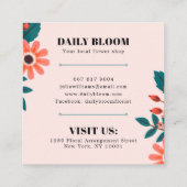 エレガント赤面ピンクかわいいフローラボホフラワーブーケ スクエア名刺 (裏面)