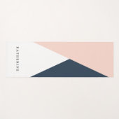 エレガント赤面ピンクとネイビーブルーの幾何三角形 ヨガマット (正面(横))