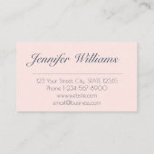 エレガント赤面ピンクとネイビーブルーフローラ 名刺 (裏面)