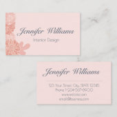 エレガント赤面ピンクとネイビーブルーフローラ 名刺 (正面/裏面)