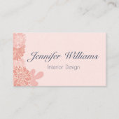 エレガント赤面ピンクとネイビーブルーフローラ 名刺 (正面)