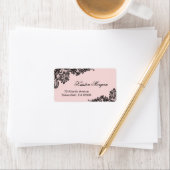 エレガント赤面ピンクとブラックレースユニーク ラベル (インサイチュ)