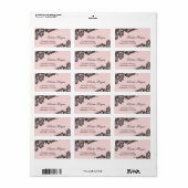 エレガント赤面ピンクとブラックレースユニーク ラベル (フルシート)