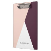 エレガント赤面ピンクとブルゴーニュの幾何三角形 クリップボード (左)