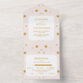 エレガント赤面ピンクと金ゴールドシナ結婚ス オールインワン招待状 (内側)