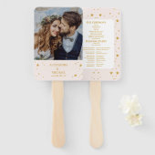 エレガント赤面ピンクと金ゴールドシナ結婚ス ハンドファン (正面&裏面)