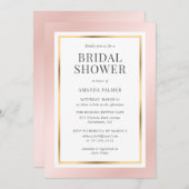エレガント赤面ピンクと金ゴールドブライダルシャワー 招待状 (正面/裏面)