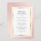 エレガント赤面ピンクと金ゴールドブライダルシャワー 招待状 (正面/裏面)