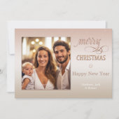 エレガント赤面ピンクのクリスマスフォトカード シーズンカード (正面)