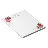 エレガント赤面ピンクのバラの花パーソナライズされた ノートパッド (アングル)