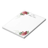 エレガント赤面ピンクのバラの花パーソナライズされた ノートパッド (回転)