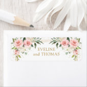 エレガント赤面ピンクのバラの金ゴールドウェディングラベル ラベル (インサイチュ)