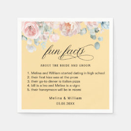 エレガント赤面ピンクのフローラおもしろい結婚ファクト スタンダードカクテルナプキン