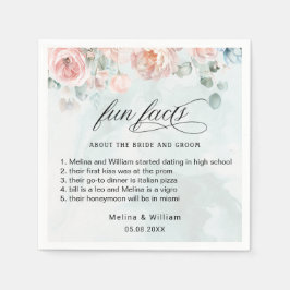 エレガント赤面ピンクのフローラおもしろい結婚ファクト スタンダードカクテルナプキン