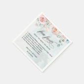 エレガント赤面ピンクのフローラおもしろい結婚ファクト スタンダードカクテルナプキン (角)