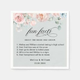 エレガント赤面ピンクのフローラおもしろい結婚ファクト スタンダードカクテルナプキン