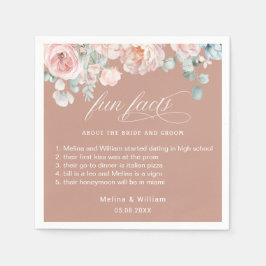 エレガント赤面ピンクのフローラおもしろい結婚ファクト スタンダードカクテルナプキン