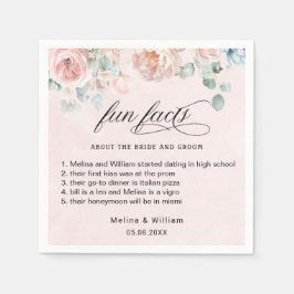 エレガント赤面ピンクのフローラおもしろい結婚ファクト スタンダードカクテルナプキン