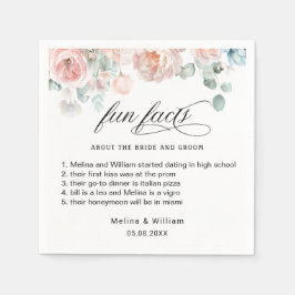 エレガント赤面ピンクのフローラおもしろい結婚ファクト スタンダードカクテルナプキン