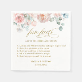 エレガント赤面ピンクのフローラおもしろい結婚ファクト スタンダードカクテルナプキン