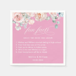 エレガント赤面ピンクのフローラおもしろい結婚ファクト スタンダードカクテルナプキン