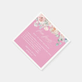 エレガント赤面ピンクのフローラおもしろい結婚ファクト スタンダードカクテルナプキン (角)