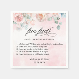 エレガント赤面ピンクのフローラおもしろい結婚ファクト スタンダードカクテルナプキン