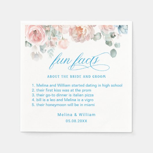 エレガント赤面ピンクのフローラおもしろい結婚ファクト スタンダードカクテルナプキン (正面)