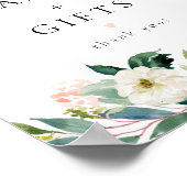 エレガント赤面ピンクのフローラカードとギフトサイン ポスター (角)